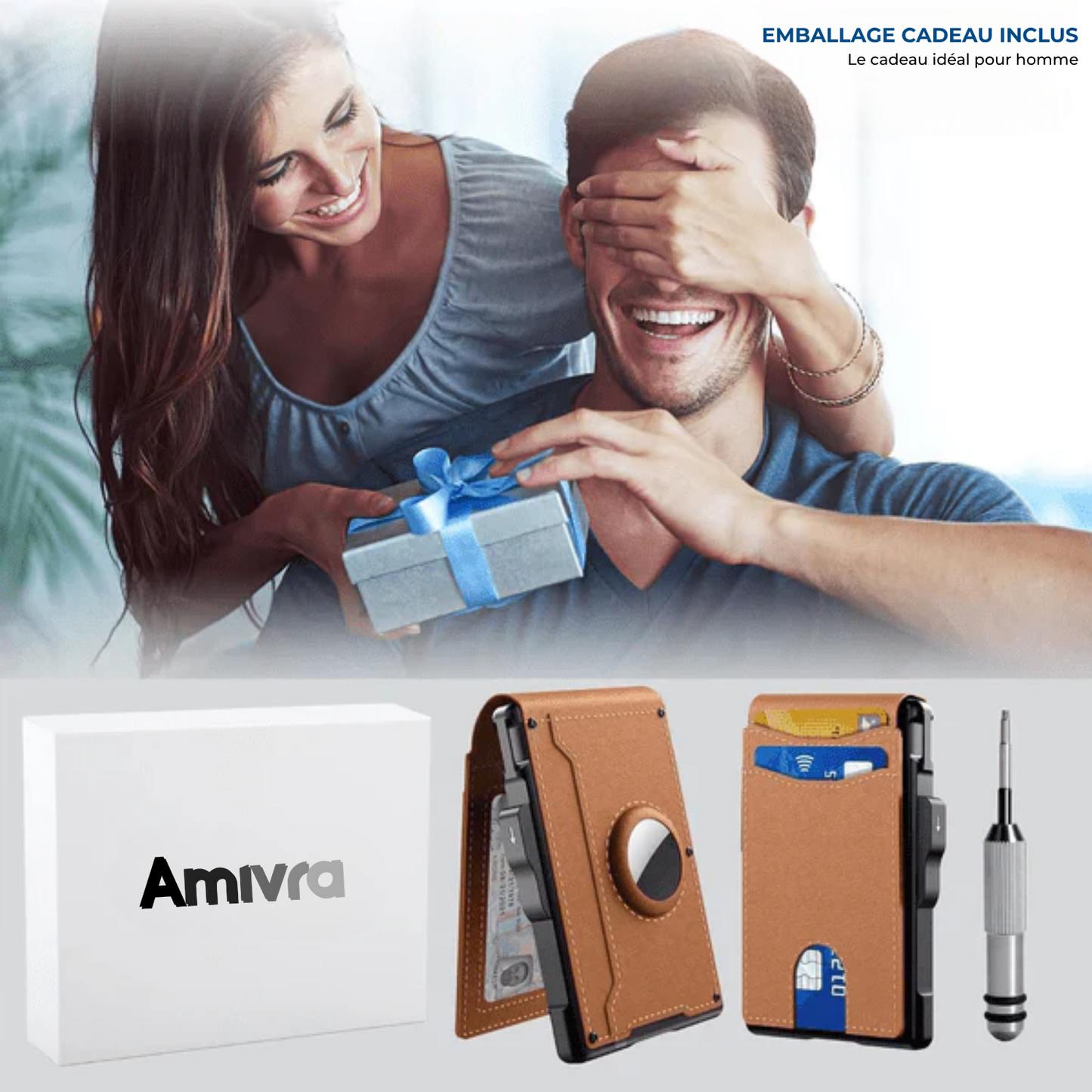 AMIVRA™ Portefeuille Intelligent – Élégance compacte. Sécurité totale.